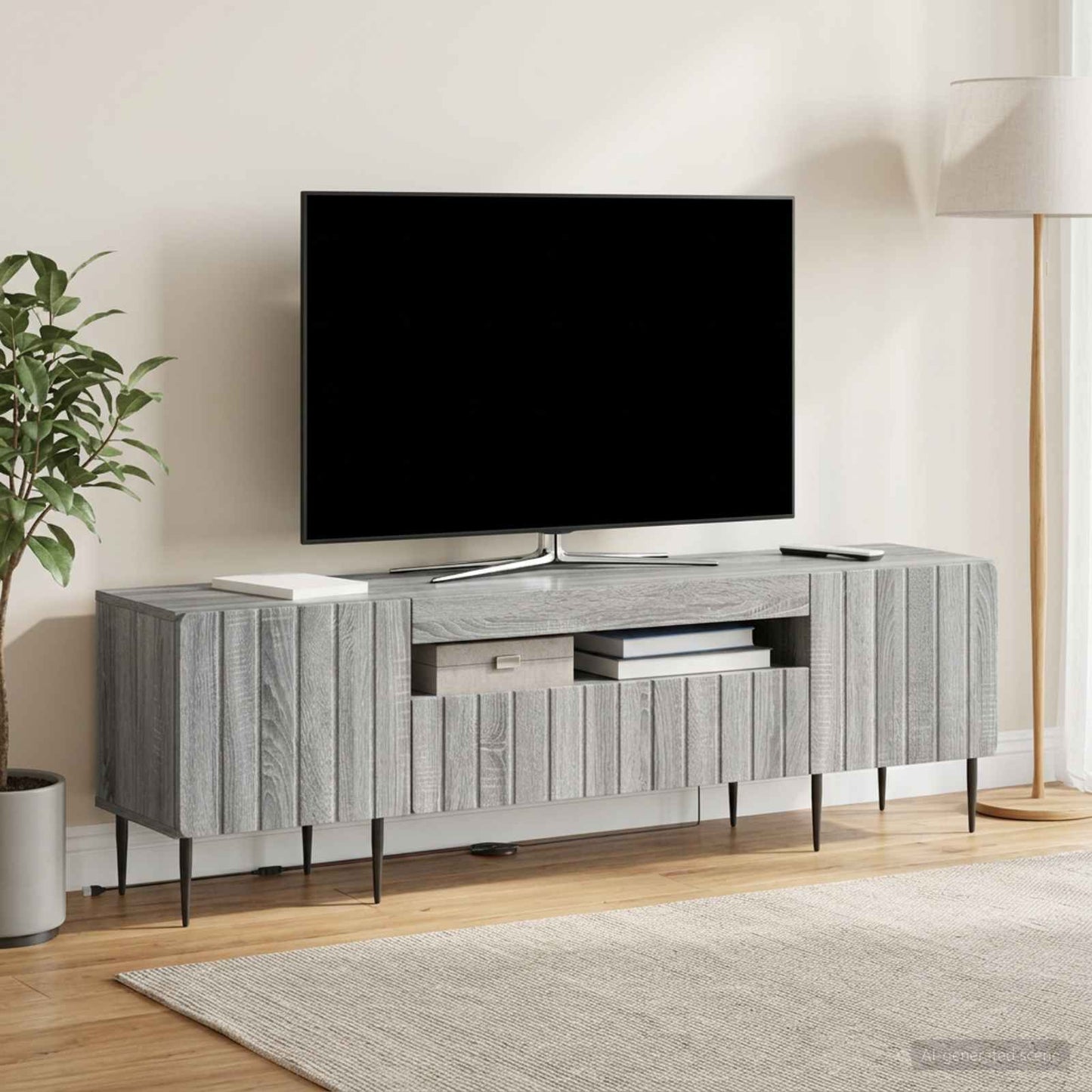 vidaXL Ντουλάπα LED Τηλεόρασης ZWOLLE 153 x 35 x 43 εκ Γκρι Sonoma