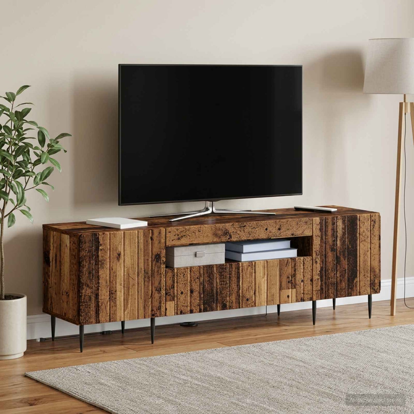 vidaXL Ντουλάπα LED Τηλεόρασης Παλαιωμένο ξύλο Επεξεργασμένο Ξύλο