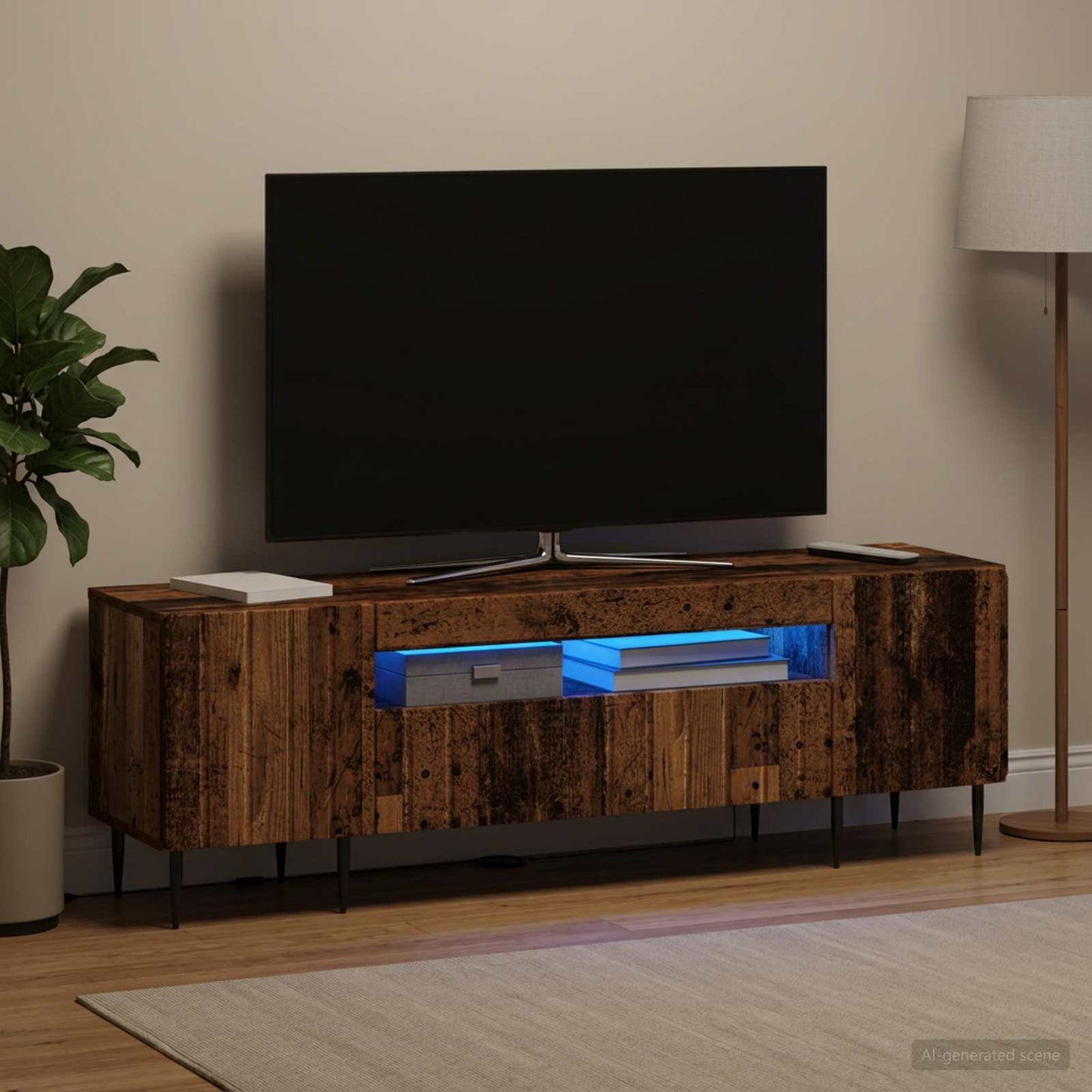 vidaXL Ντουλάπα LED Τηλεόρασης Παλαιωμένο ξύλο Επεξεργασμένο Ξύλο
