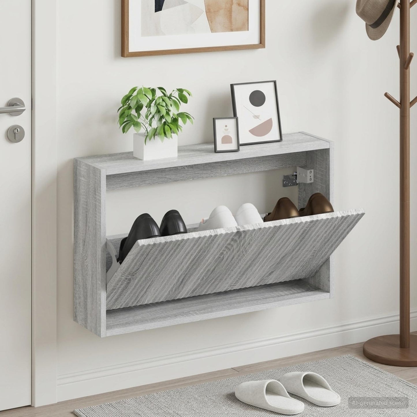 vidaXL Τοίχου Ντουλάπα Παπουτσιών ARNHEM 71 x 17 x 43 εκ Γκρι Sonoma