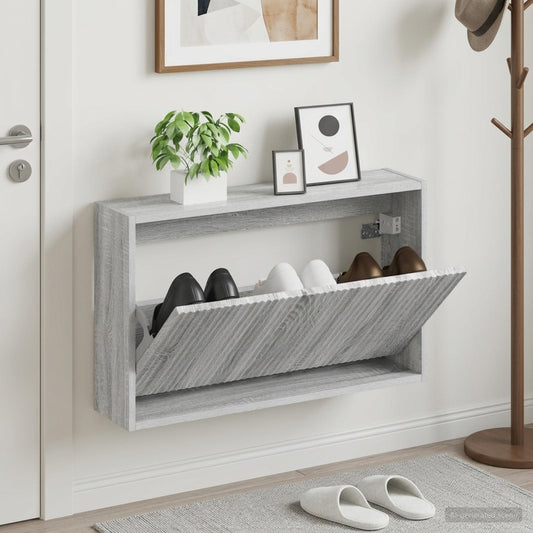 vidaXL Τοίχου Ντουλάπα Παπουτσιών ARNHEM 71 x 17 x 43 εκ Γκρι Sonoma