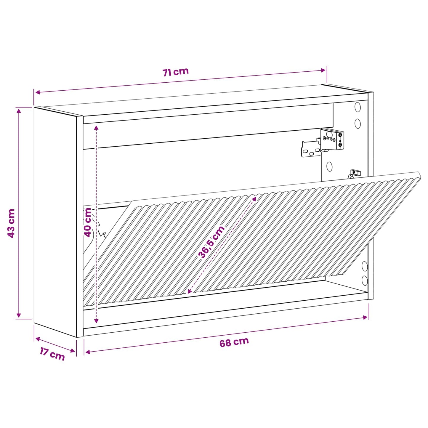 vidaXL Τοίχου Ντουλάπα Παπουτσιών ARNHEM 71 x 17 x 43 εκ Γκρι Sonoma