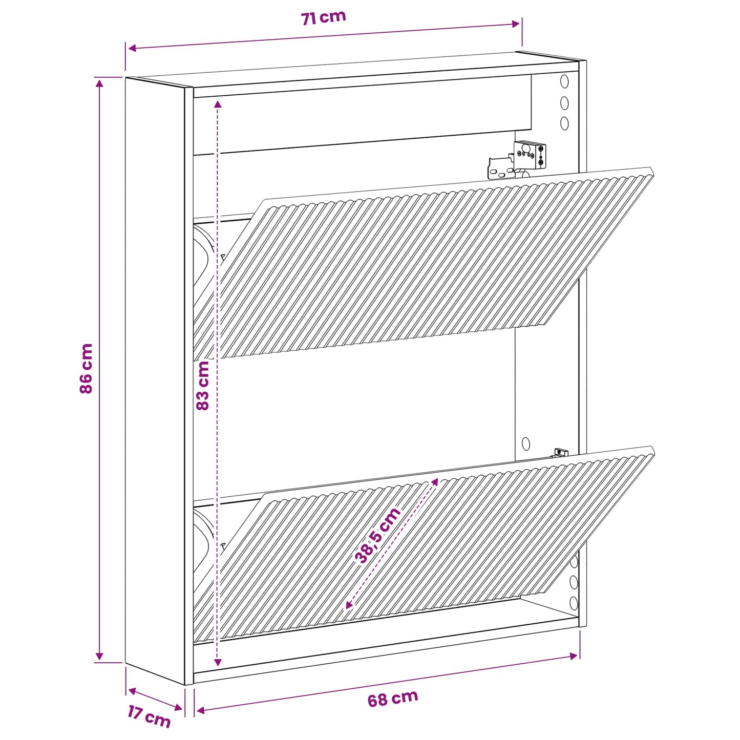 vidaXL Τοίχου Ντουλάπα Παπουτσιών ARNHEM 71 x 17 x 86 εκ.