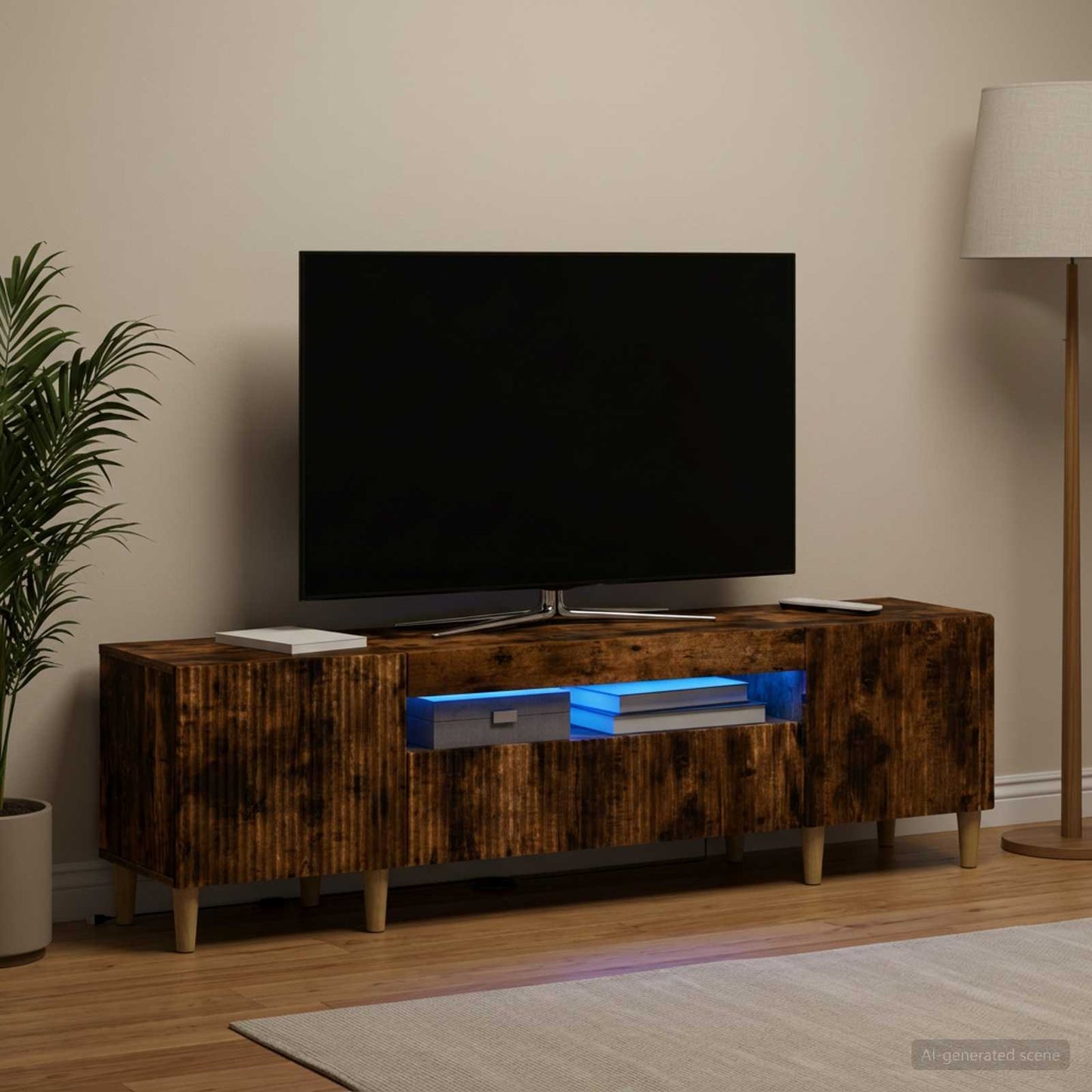 vidaXL Ντουλάπα LED Τηλεόρασης Καπνισμένο Ξύλο Δρυός