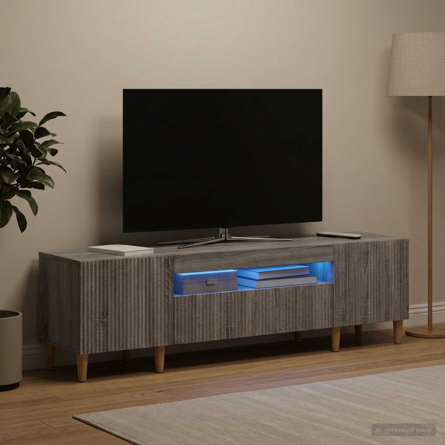 vidaXL Ντουλάπα LED Τηλεόρασης Γκρι Sonoma Επεξεργασμένο Ξύλο