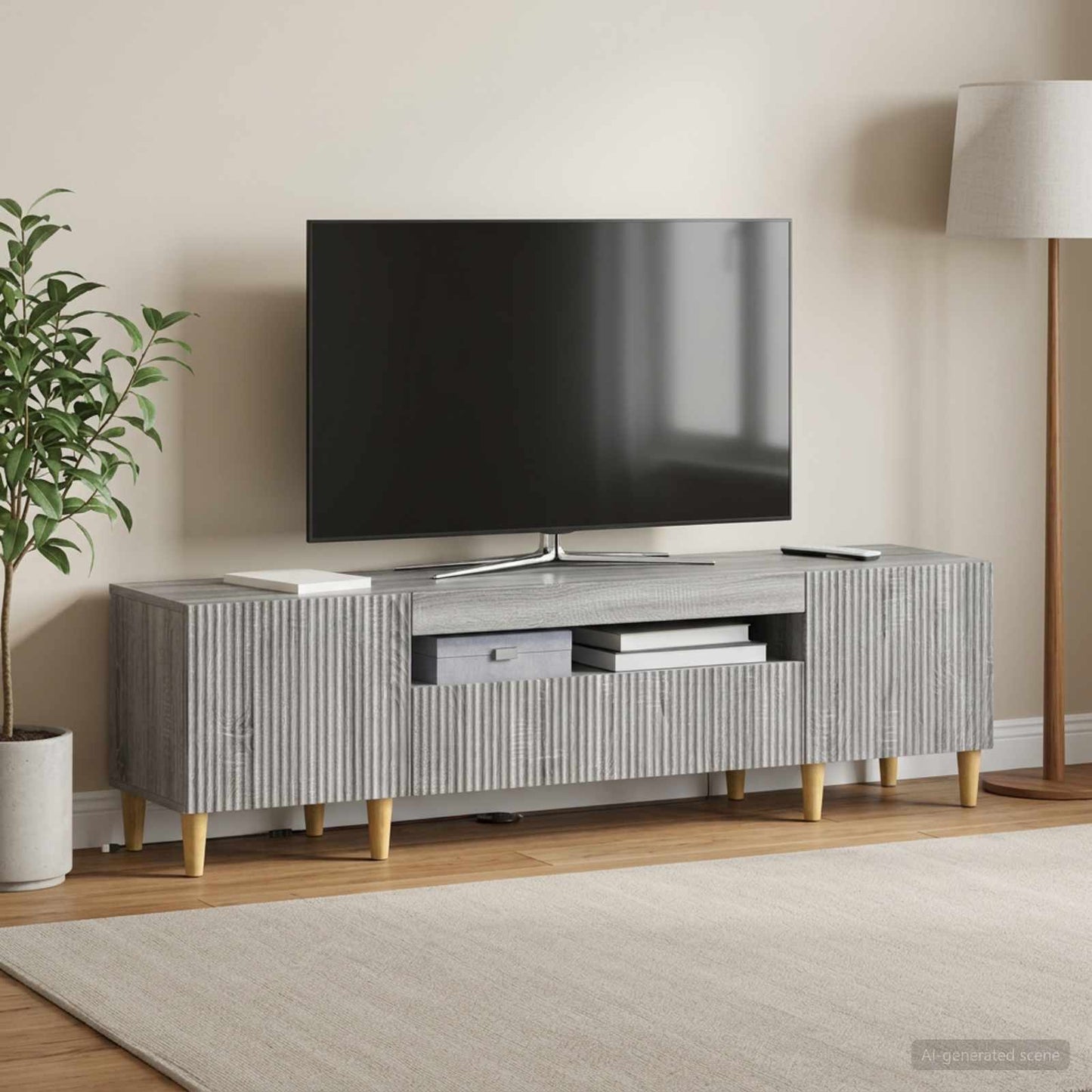vidaXL Ντουλάπα LED Τηλεόρασης Γκρι Sonoma Επεξεργασμένο Ξύλο