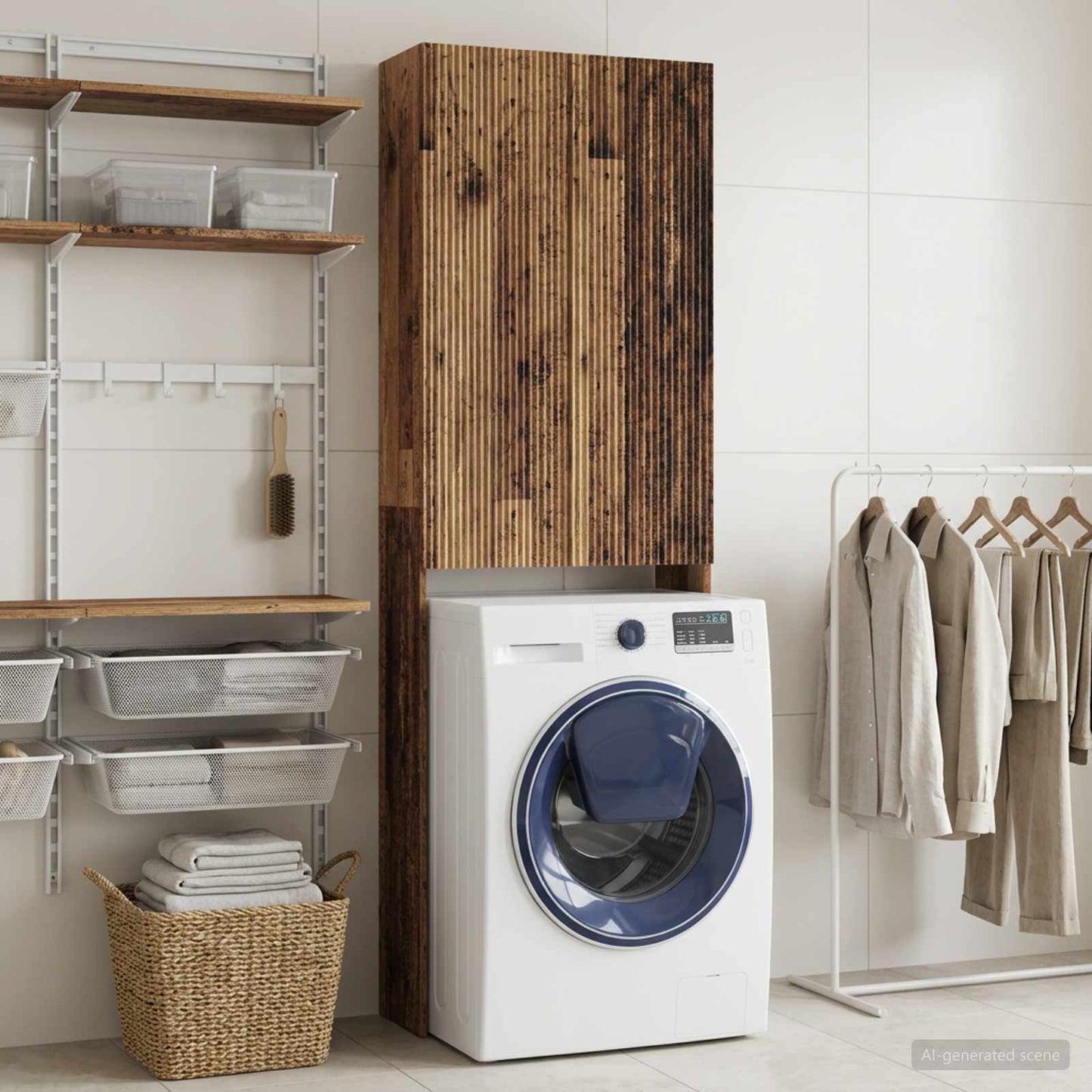 vidaXL Ντουλάπα τουαλέτας ARNHEM Παλαιωμένο ξύλο 66 x 25,5 x 190 εκ.
