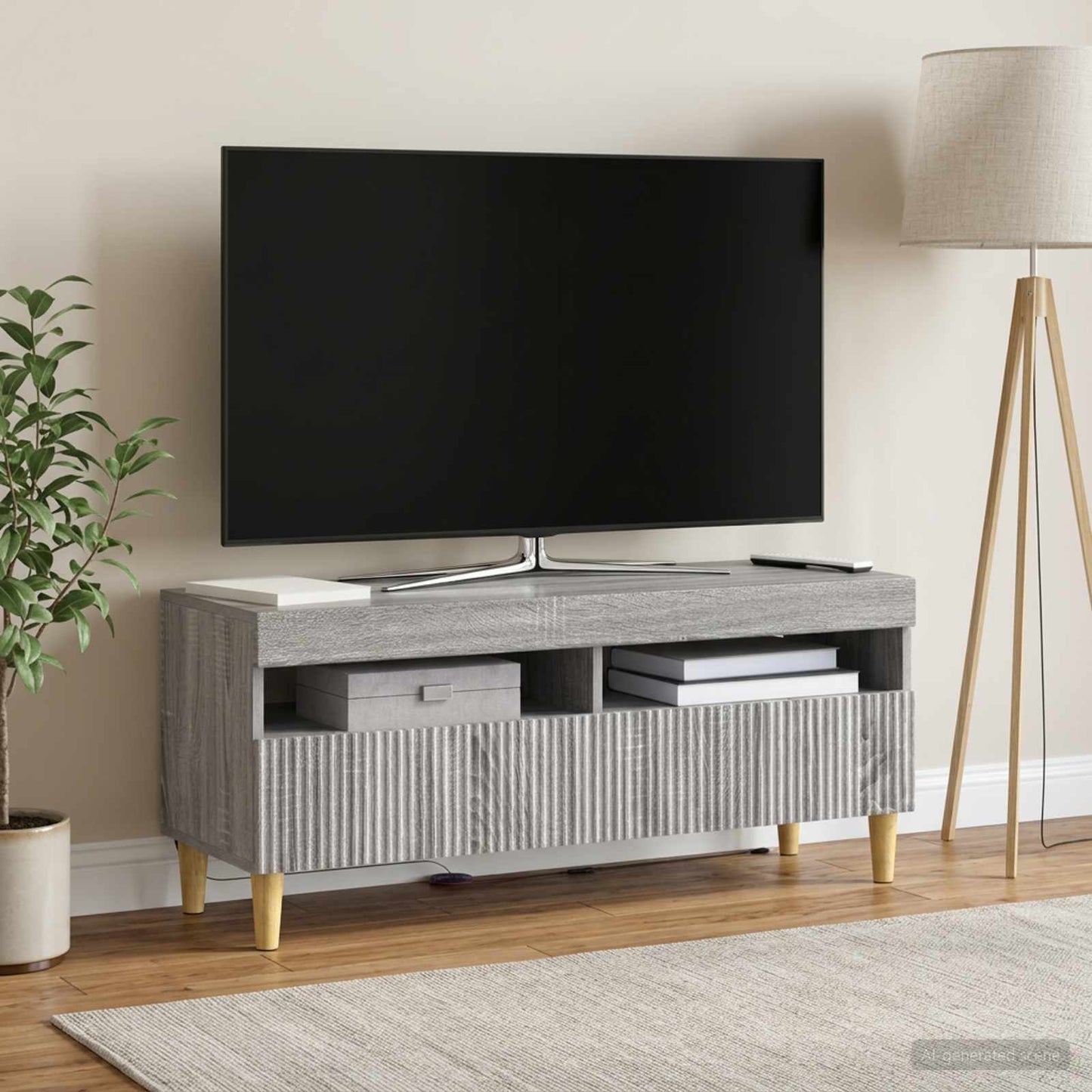 vidaXL Ντουλάπα LED Τηλεόρασης Γκρι Sonoma Επεξεργασμένο Ξύλο