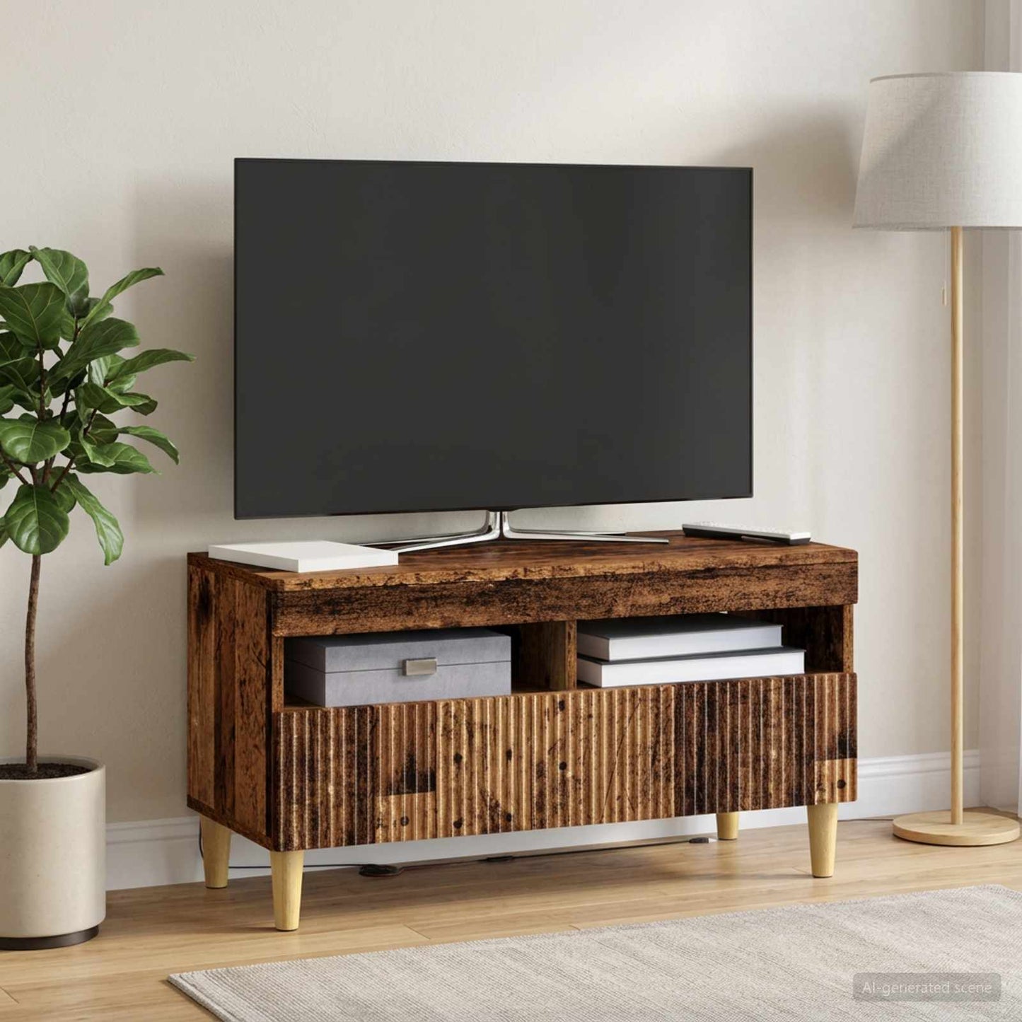 vidaXL Ντουλάπα LED Τηλεόρασης Παλαιωμένο ξύλο Επεξεργασμένο Ξύλο
