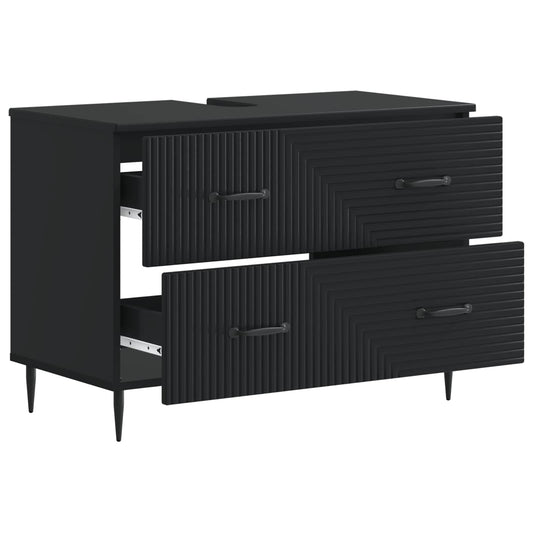 vidaXL Ντουλάπα Νιπτήρα Mπάνιου HAARLEM Μαύρο 82 x 41 x 58,5 εκ