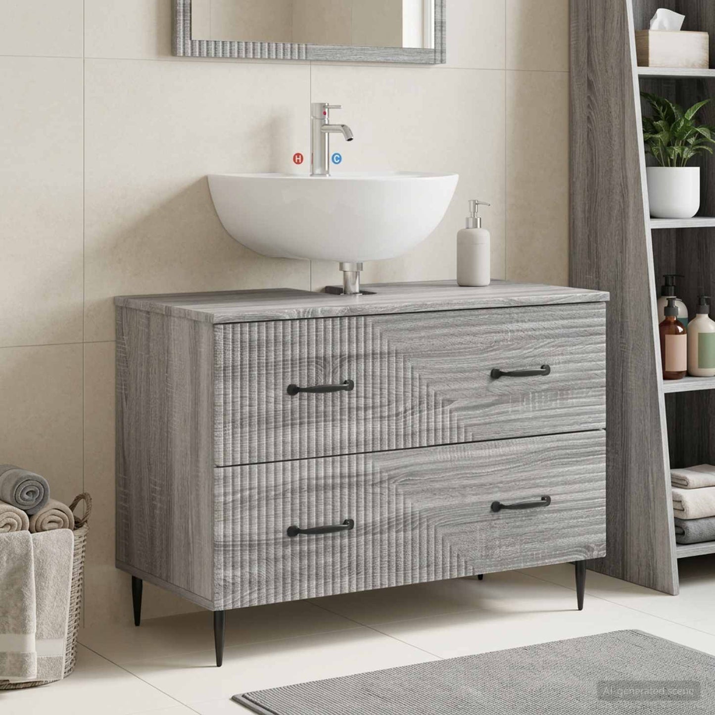 vidaXL Ντουλάπα Νιπτήρα Mπάνιου HAARLEM Γκρι Sonoma 82 x 41 x 58,5 εκ