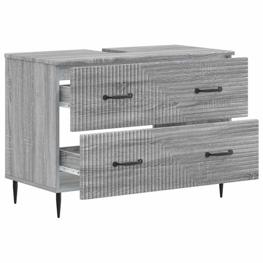 vidaXL Ντουλάπα Νιπτήρα Mπάνιου HAARLEM Γκρι Sonoma 82 x 41 x 58,5 εκ