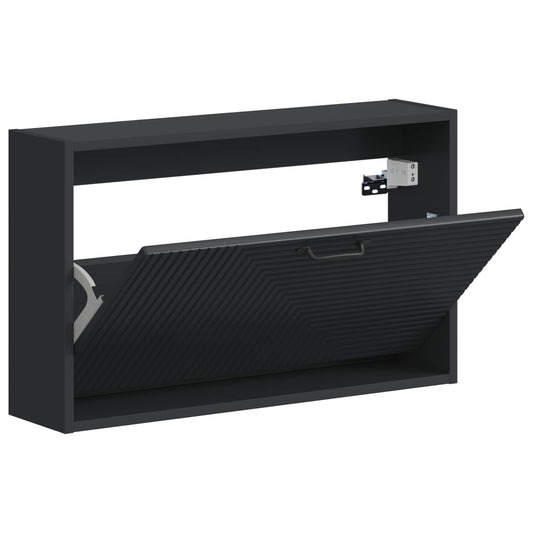 vidaXL Τοίχου Ντουλάπα Παπουτσιών HAARLEM 71 x 17 x 43 εκ Μαύρο