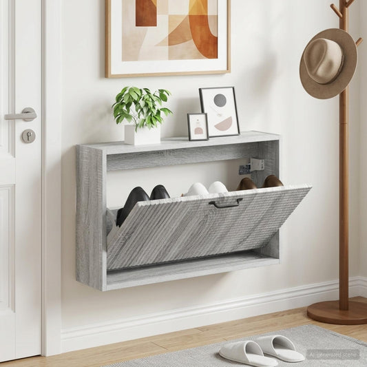 vidaXL Τοίχου Ντουλάπα Παπουτσιών HAARLEM 71 x 17 x 43 εκ Γκρι Sonoma