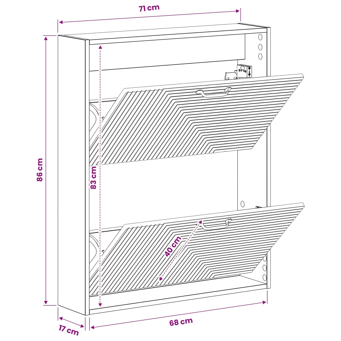 vidaXL Τοίχου Ντουλάπα Παπουτσιών HAARLEM 71 x 17 x 86 εκ.
