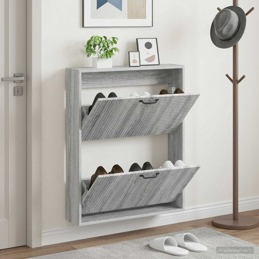 vidaXL Τοίχου Ντουλάπα Παπουτσιών HAARLEM 71 x 17 x 86 εκ. Γκρι Sonoma