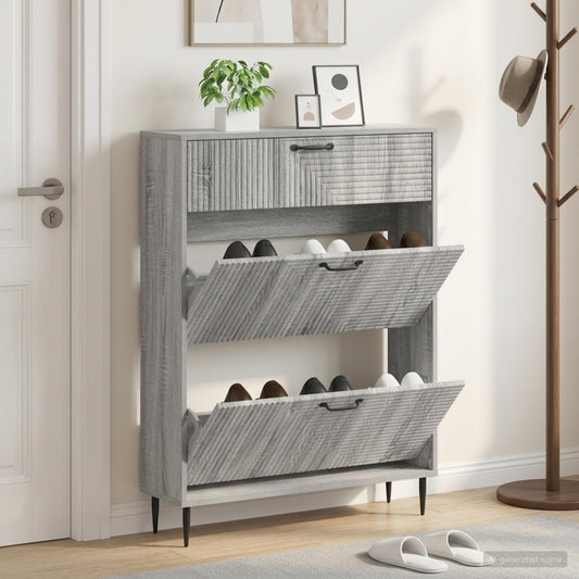 vidaXL Ντουλάπα Παπουτσιών HAARLEM 78 x 24 x 103 εκ. Γκρι Sonoma
