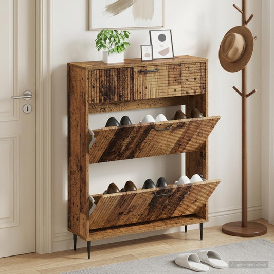 vidaXL Ντουλάπα Παπουτσιών HAARLEM 78 x 24 x 103 εκ. Παλαιωμένο ξύλο