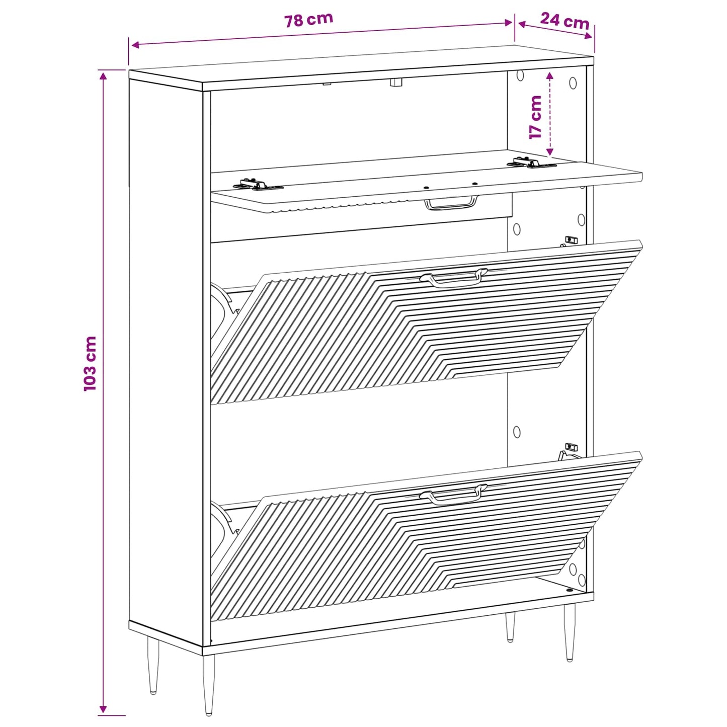 vidaXL Ντουλάπα Παπουτσιών HAARLEM 78 x 24 x 103 εκ. Παλαιωμένο ξύλο