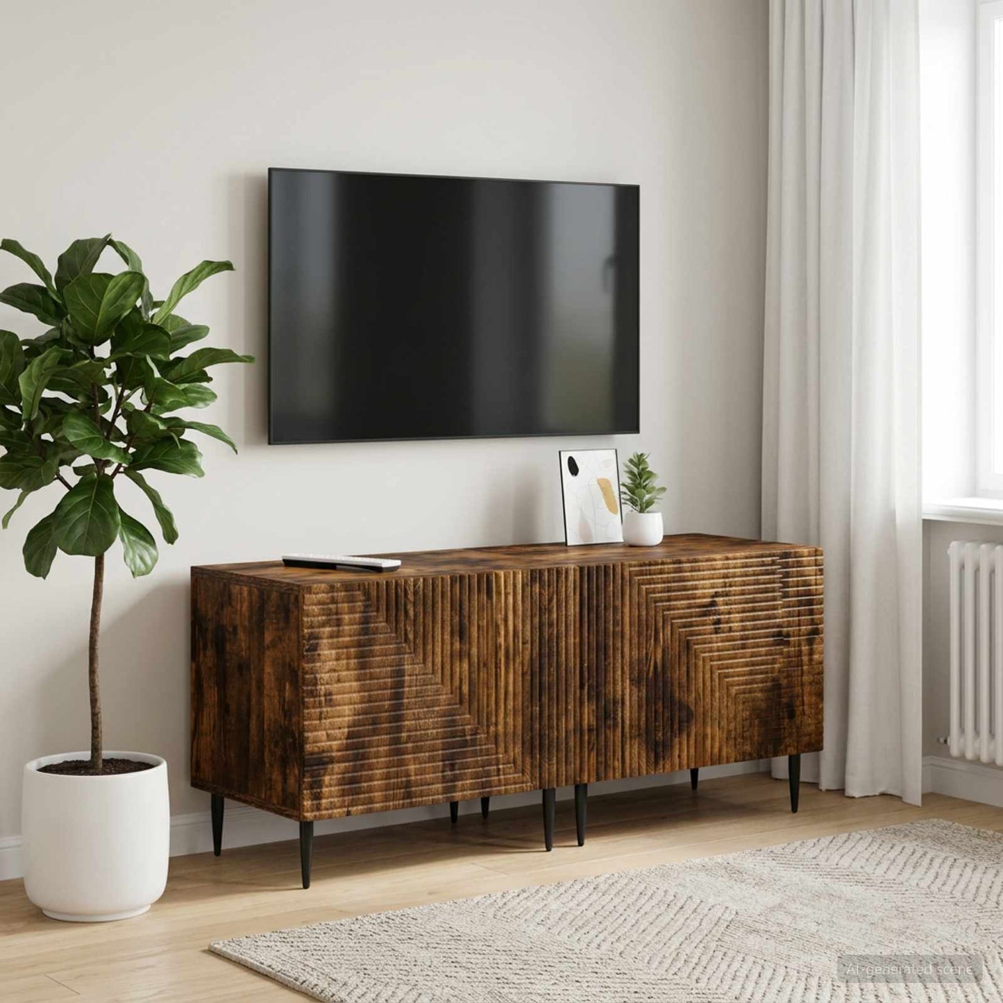vidaXL Ντουλάπι TV Καπνισμένο Ξύλο Δρυός Επεξεργασμένο Ξύλο