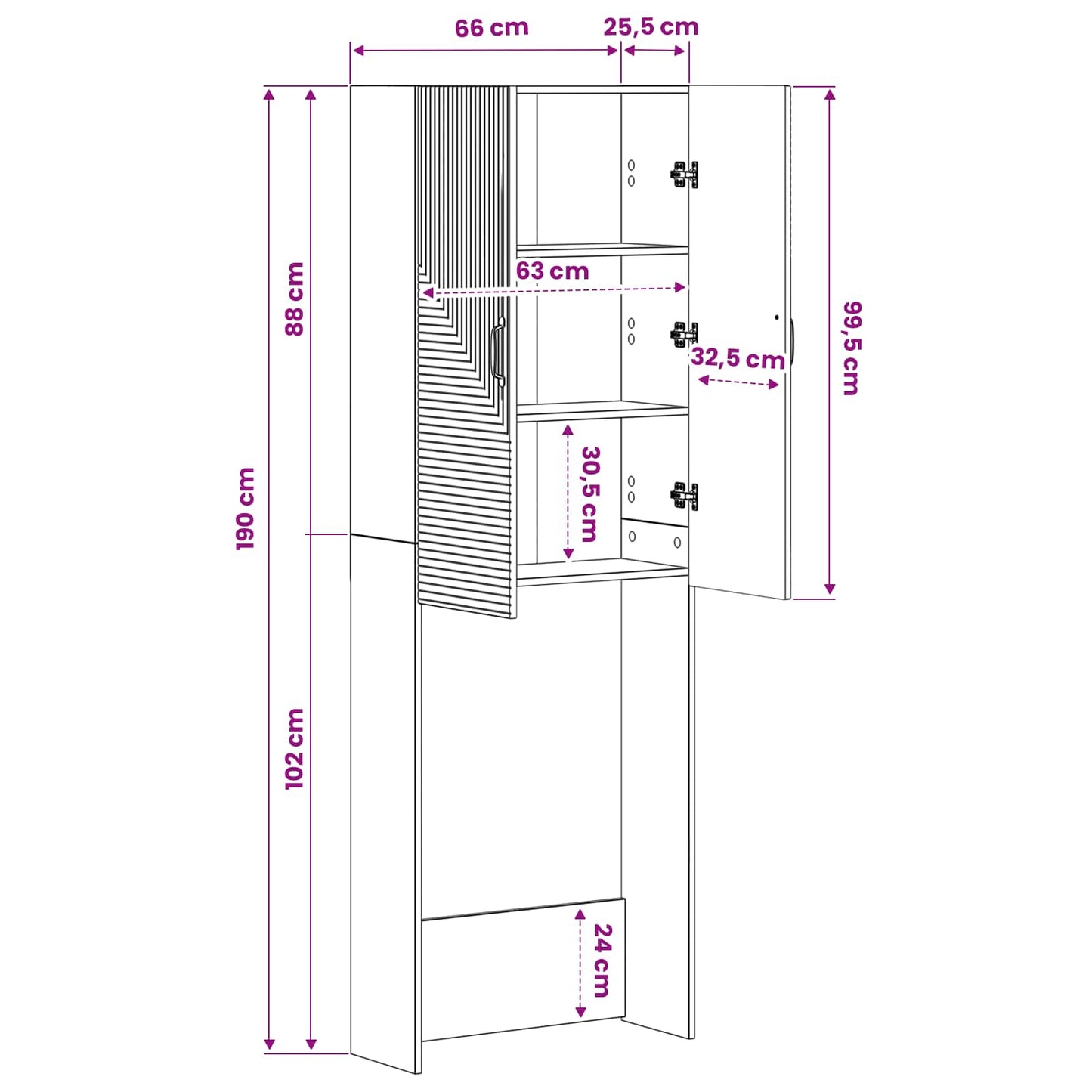 vidaXL Ντουλάπα τουαλέτας HAARLEM Γκρι Sonoma 66 x 25,5 x 190 εκ.