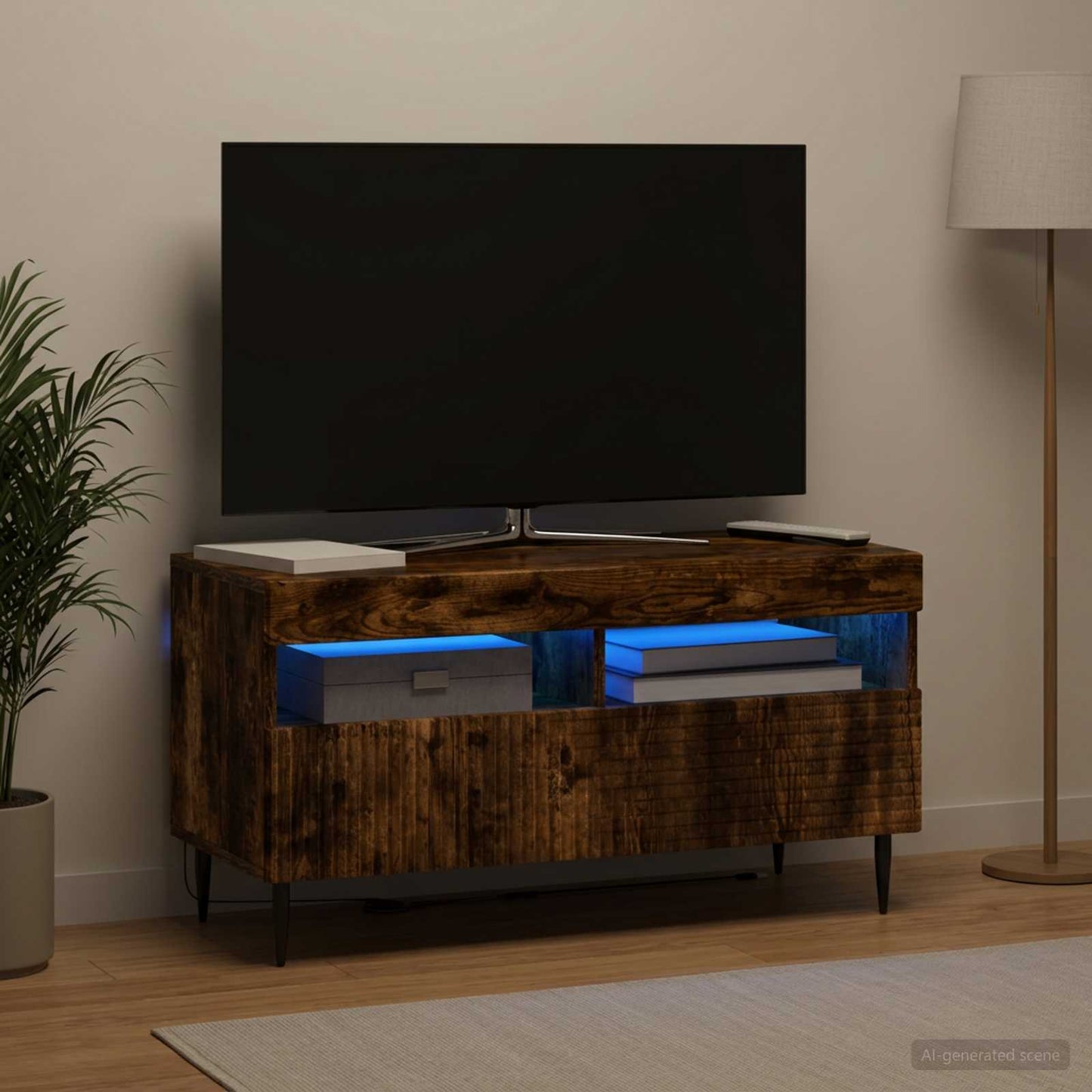 vidaXL Ντουλάπα LED Τηλεόρασης Καπνισμένο Ξύλο Δρυός