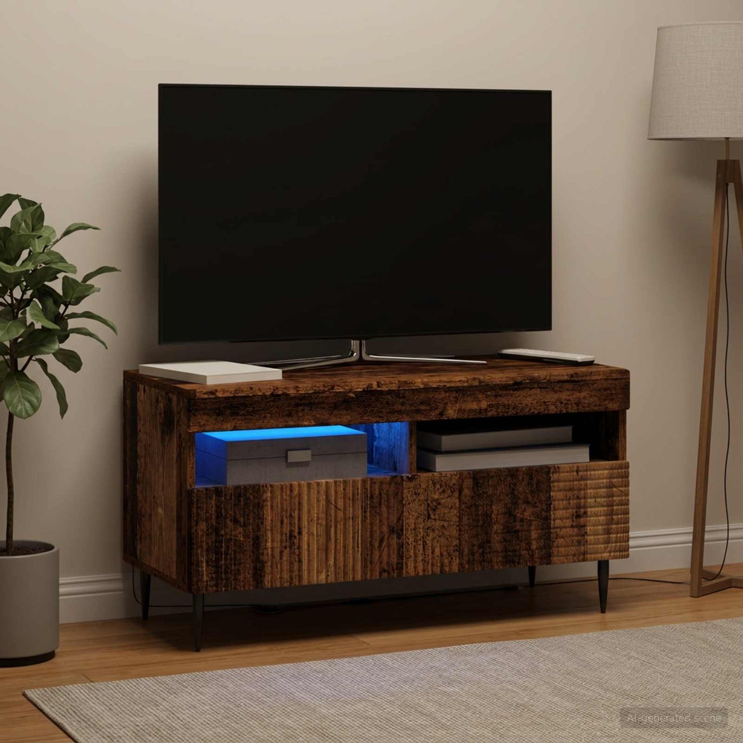vidaXL Ντουλάπα LED Τηλεόρασης Παλαιωμένο ξύλο Επεξεργασμένο Ξύλο