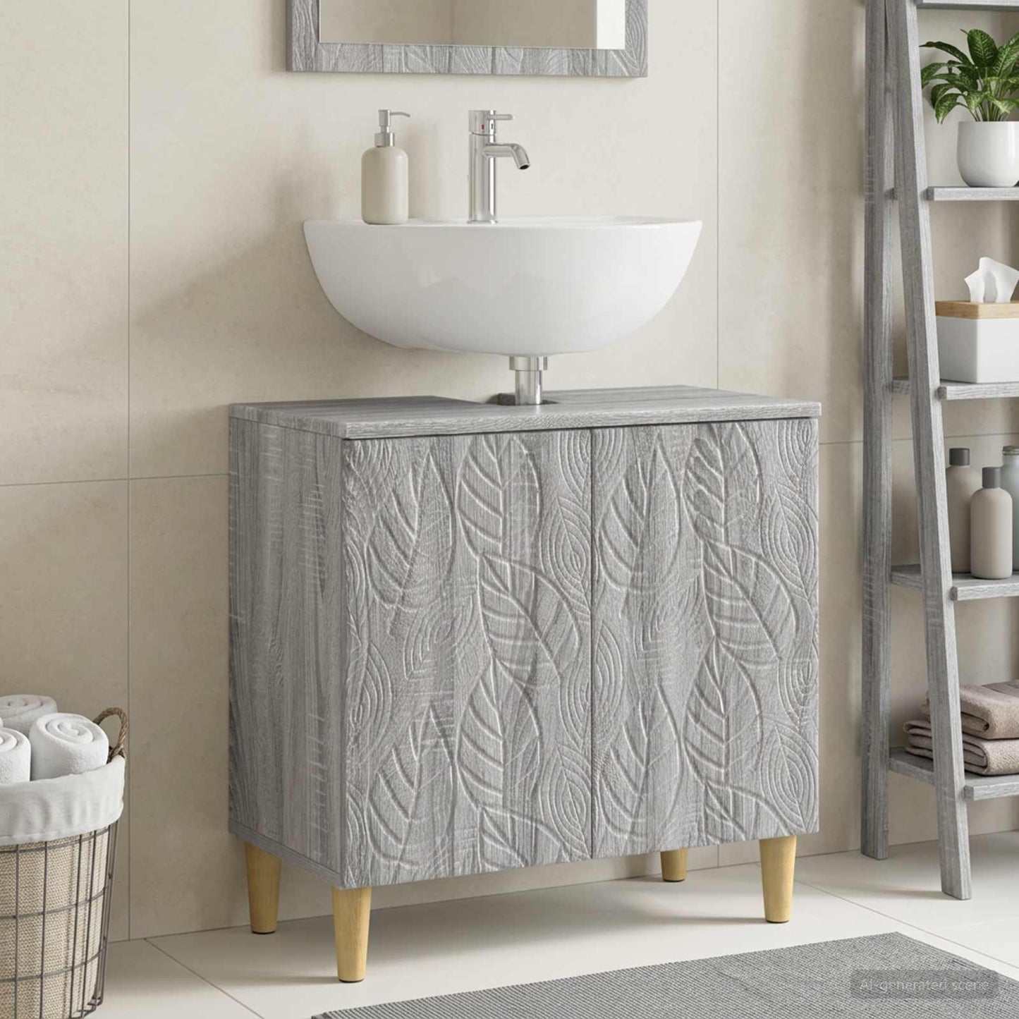 vidaXL Ντουλάπα Νιπτήρα Mπάνιου DELFT Γκρι Sonoma 59,5 x 31,5 x 59 εκ.