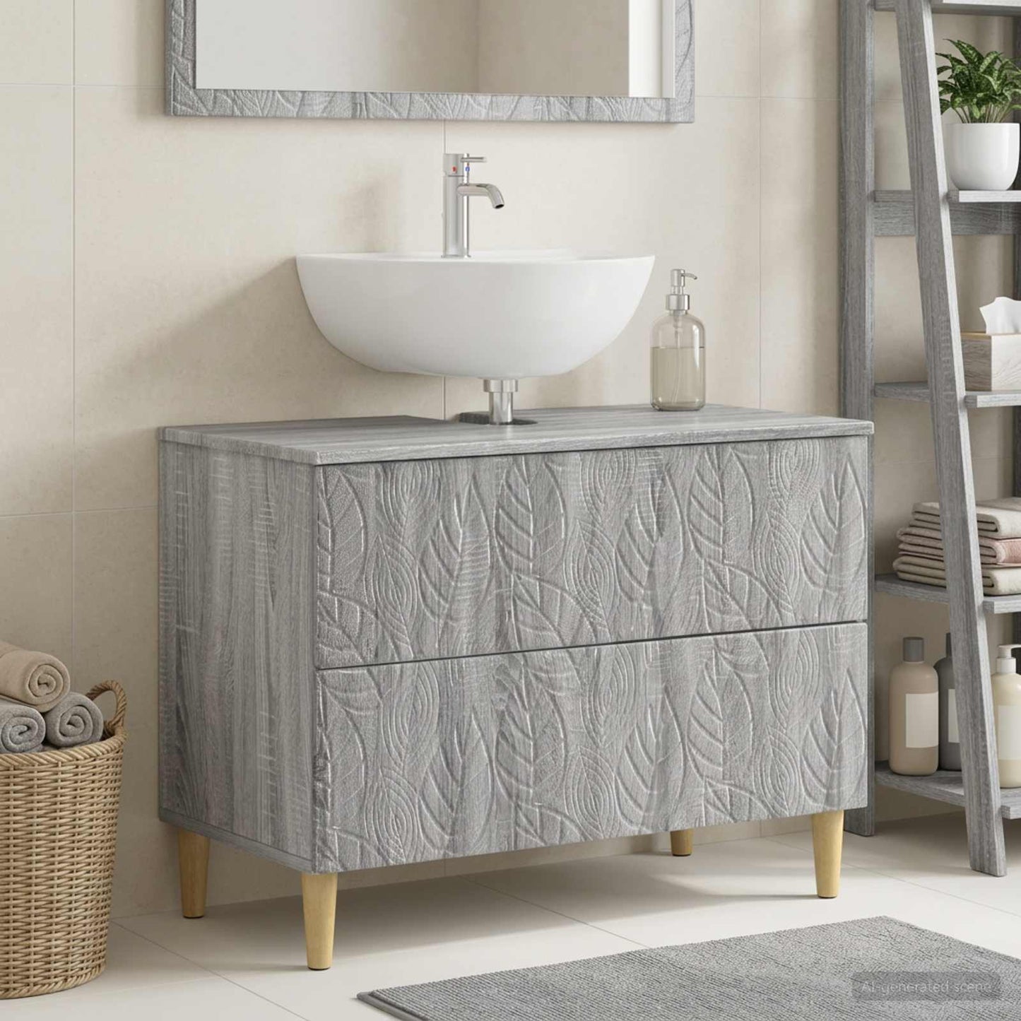 vidaXL Ντουλάπα Νιπτήρα Mπάνιου DELFT Γκρι Sonoma 82 x 41 x 59 εκ