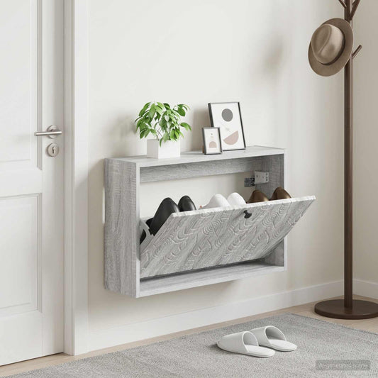 vidaXL Τοίχου Ντουλάπα Παπουτσιών DELFT 71 x 17 x 43 εκ Γκρι Sonoma