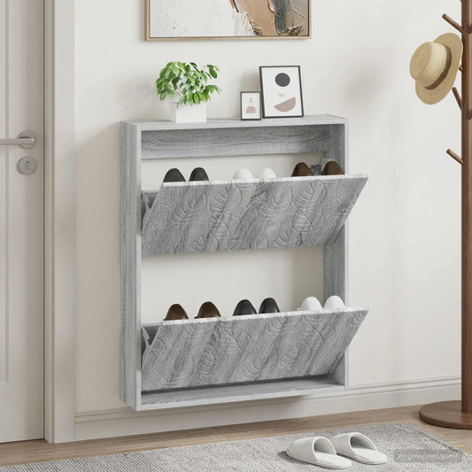 vidaXL Τοίχου Ντουλάπα Παπουτσιών DELFT 71 x 17 x 86 εκ. Γκρι Sonoma