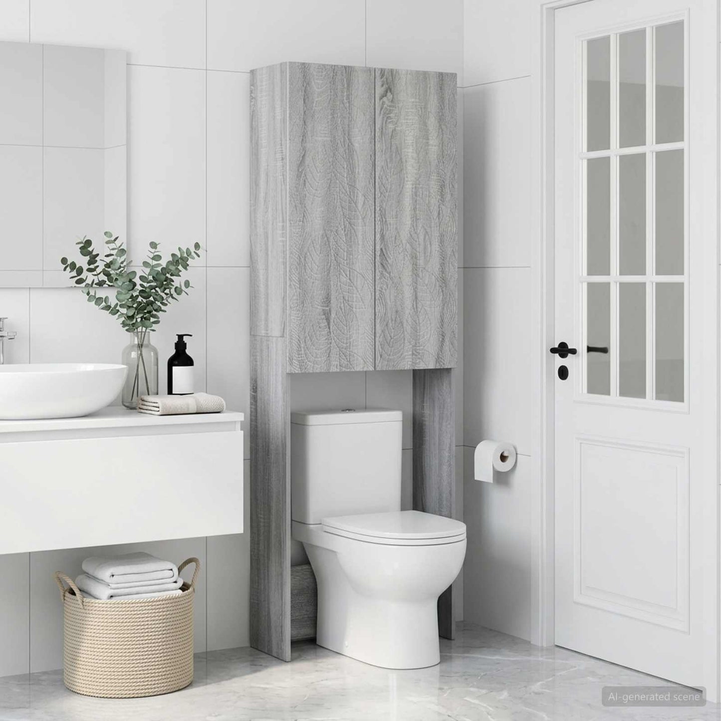vidaXL Ντουλάπα τουαλέτας DELFT Γκρι Sonoma 66 x 25,5 x 190 εκ.
