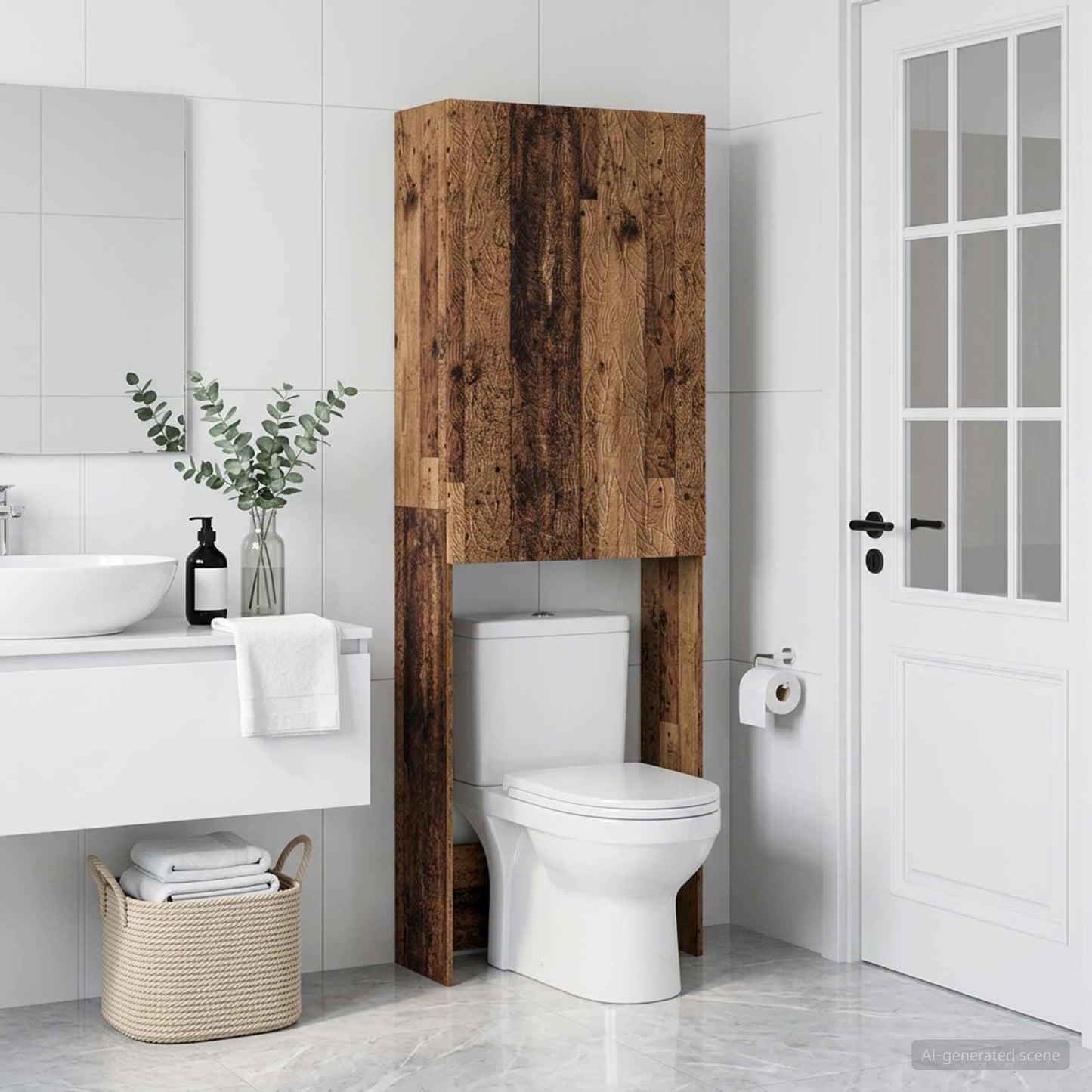 vidaXL Ντουλάπα τουαλέτας DELFT Παλαιωμένο ξύλο 66 x 25,5 x 190 εκ.