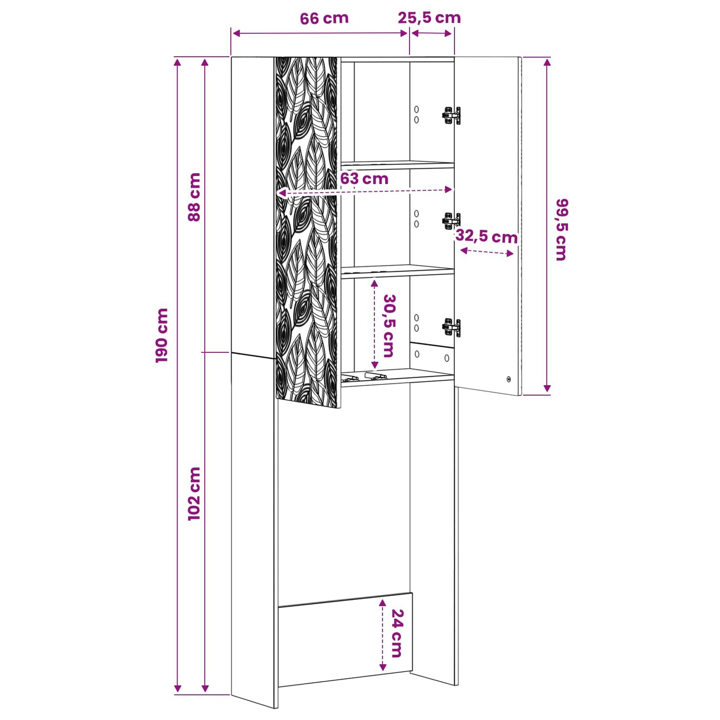 vidaXL Ντουλάπα τουαλέτας DELFT Παλαιωμένο ξύλο 66 x 25,5 x 190 εκ.