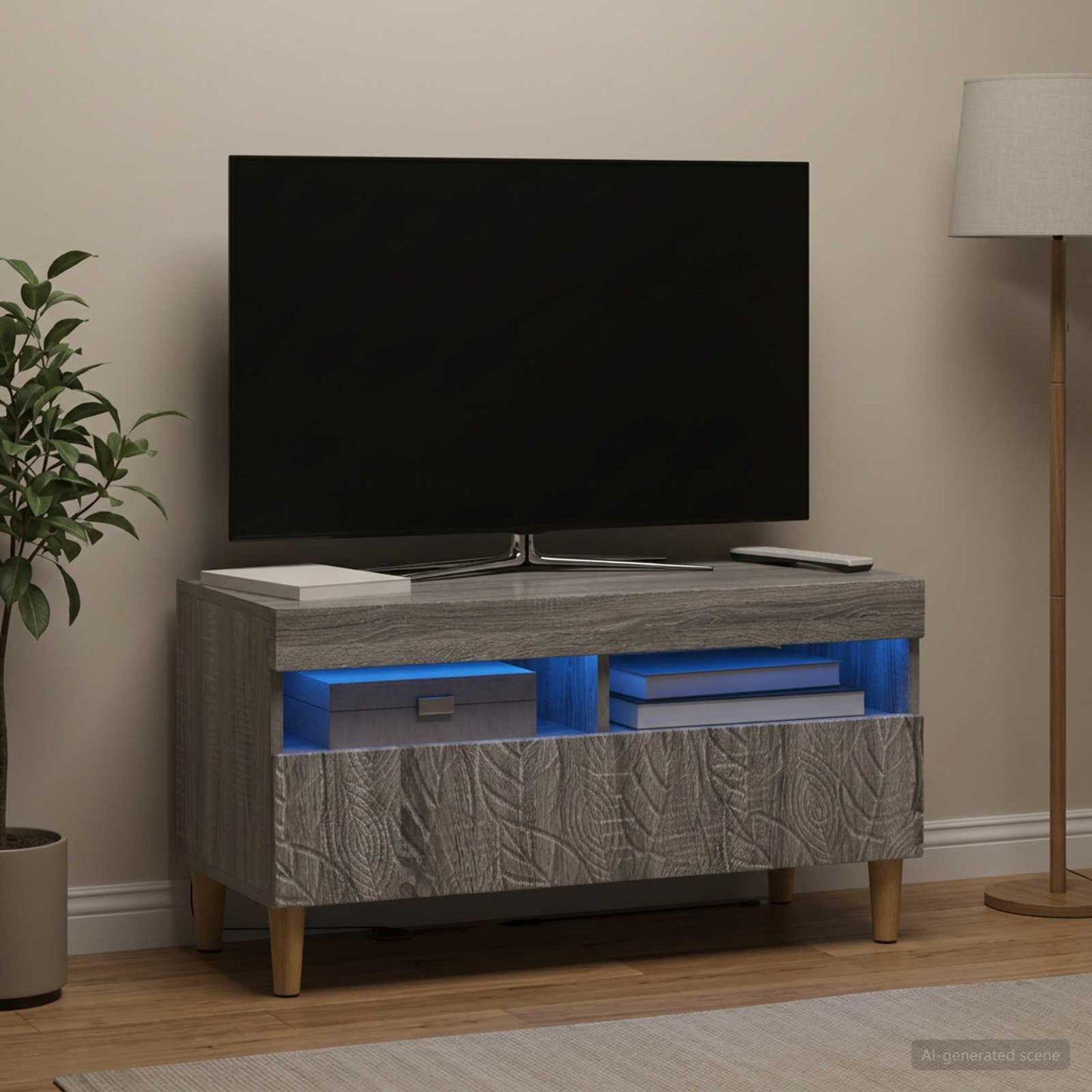 vidaXL Ντουλάπα LED Τηλεόρασης Γκρι Sonoma Επεξεργασμένο Ξύλο