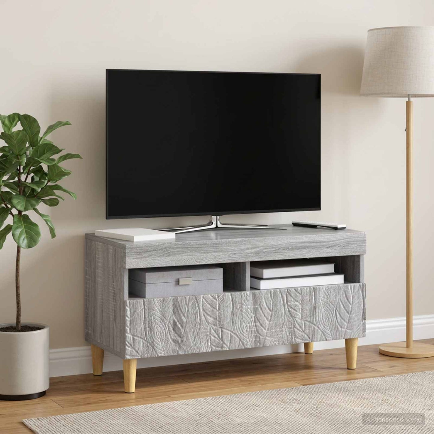 vidaXL Ντουλάπα LED Τηλεόρασης Γκρι Sonoma Επεξεργασμένο Ξύλο