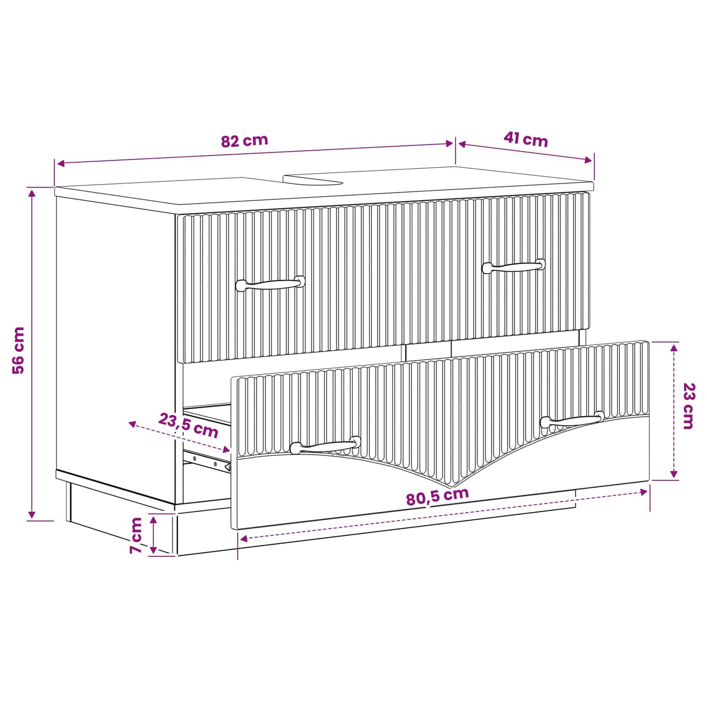 vidaXL Ντουλάπα Νιπτήρα Mπάνιου HOORN Λευκό 82 x 41 x 56 εκ.