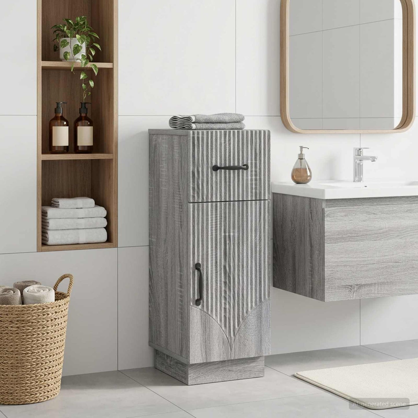 vidaXL Ντουλάπι Αποθήκευσης Μπάνιου HOORN Γκρι Sonoma 30 x 31 x 77 εκ.