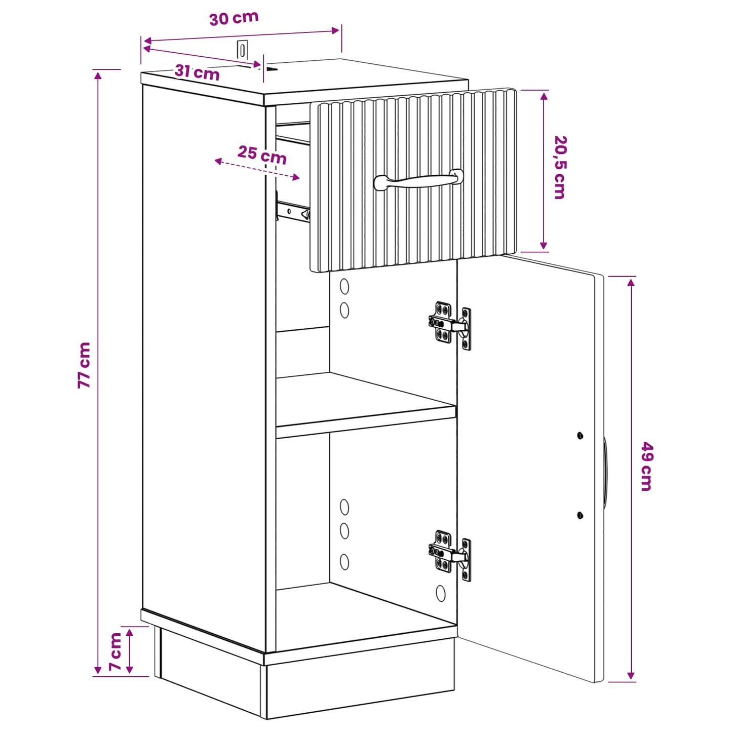 vidaXL Ντουλάπι Αποθήκευσης Μπάνιου HOORN Γκρι Sonoma 30 x 31 x 77 εκ.