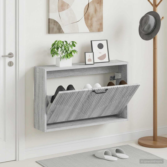 vidaXL Τοίχου Ντουλάπα Παπουτσιών HOORN 71 x 17 x 43 εκ Γκρι Sonoma