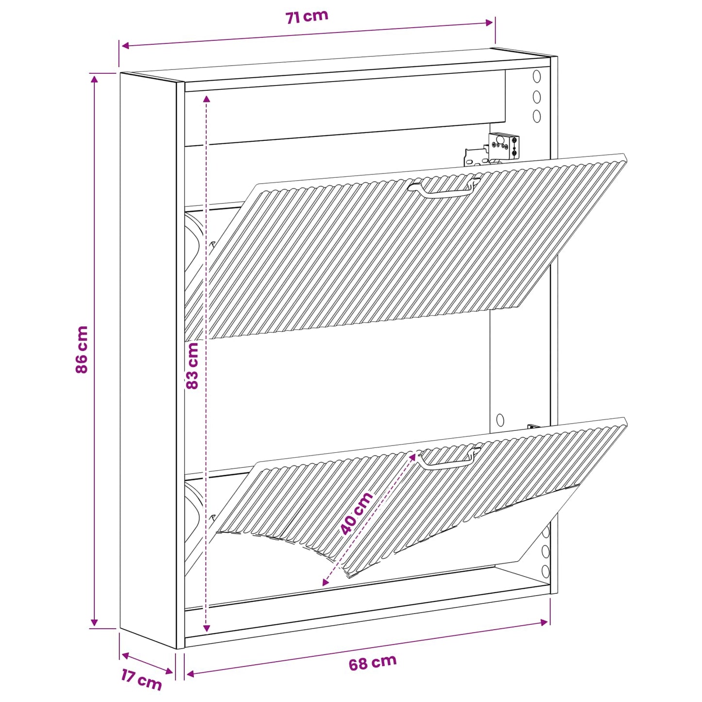 vidaXL Τοίχου Ντουλάπα Παπουτσιών HOORN 71 x 17 x 86 εκ. Γκρι Sonoma