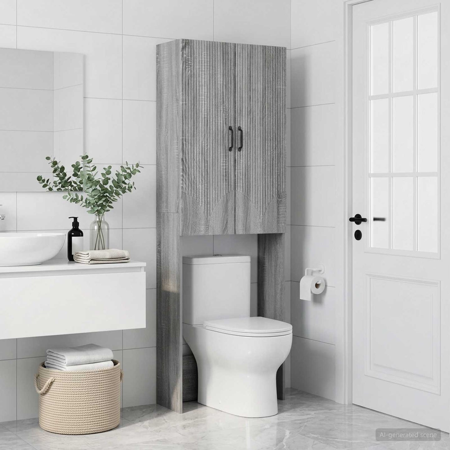 vidaXL Ντουλάπα τουαλέτας HOORN Γκρι Sonoma 66 x 25,5 x 190 εκ.