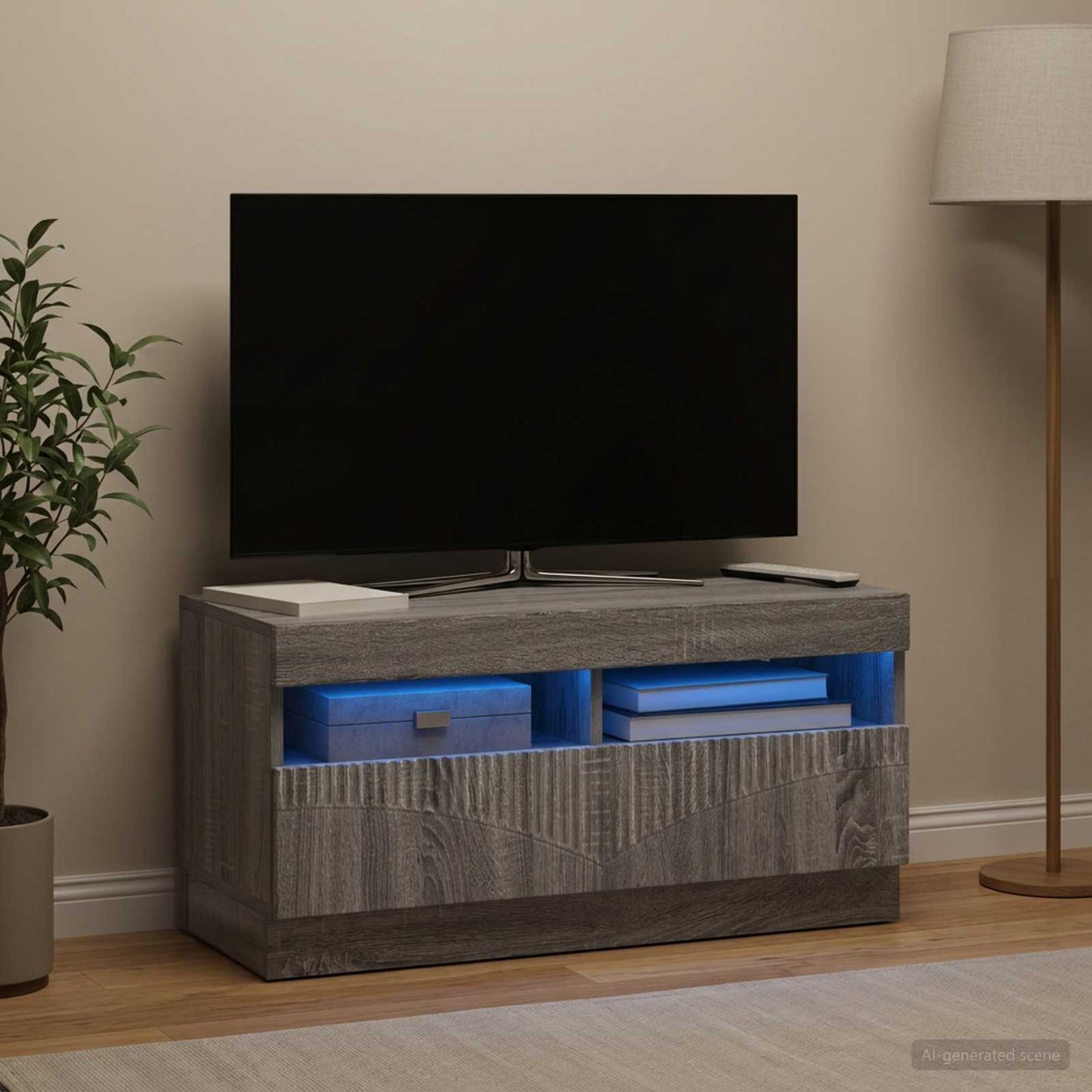 vidaXL Ντουλάπα LED Τηλεόρασης Γκρι Sonoma Επεξεργασμένο Ξύλο