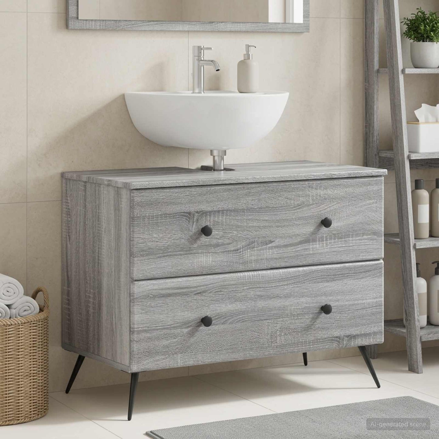 vidaXL Ντουλάπα Νιπτήρα Mπάνιου BREDA Γκρι Sonoma 82 x 41 x 59 εκ