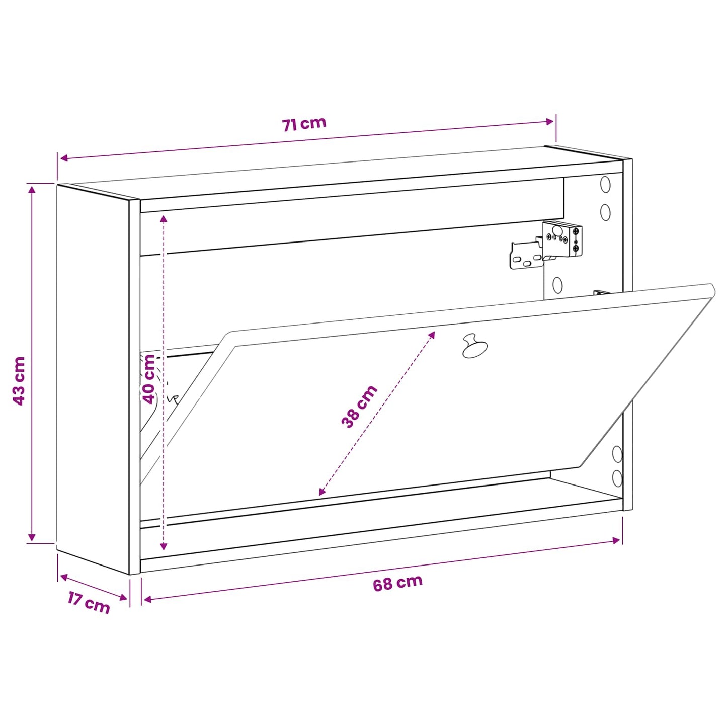 vidaXL Τοίχου Ντουλάπα Παπουτσιών BREDA 71 x 17 x 43 εκ