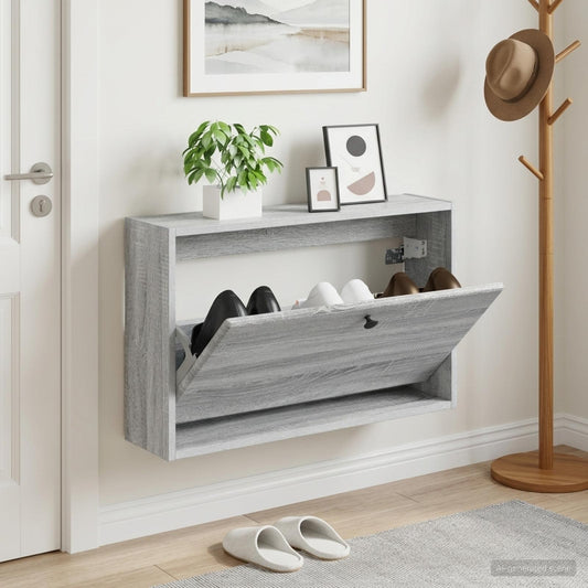vidaXL Τοίχου Ντουλάπα Παπουτσιών BREDA 71 x 17 x 43 εκ Γκρι Sonoma