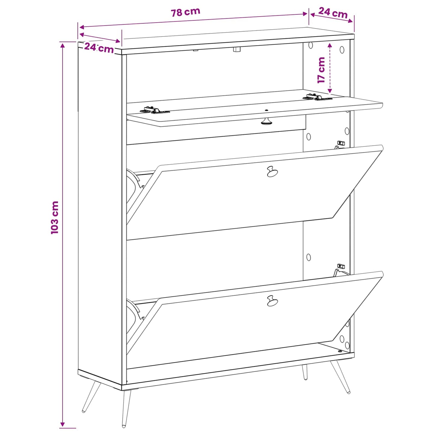vidaXL Ντουλάπα Παπουτσιών BREDA 78 x 24 x 103 εκ. Επεξεργασμένο Ξύλο
