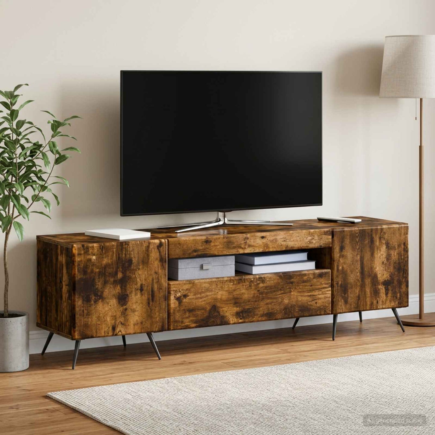 vidaXL Ντουλάπα LED Τηλεόρασης Καπνισμένο Ξύλο Δρυός