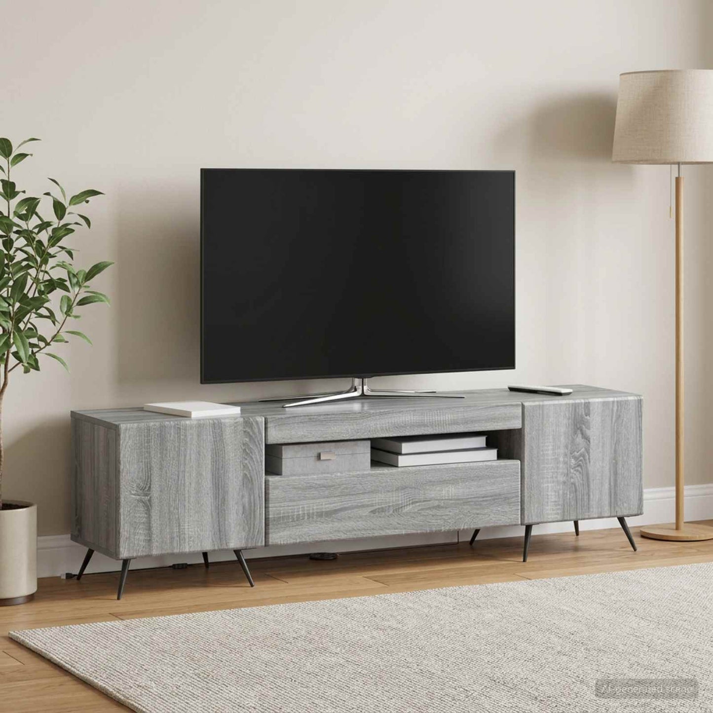 vidaXL Ντουλάπα LED Τηλεόρασης Γκρι Sonoma Επεξεργασμένο Ξύλο