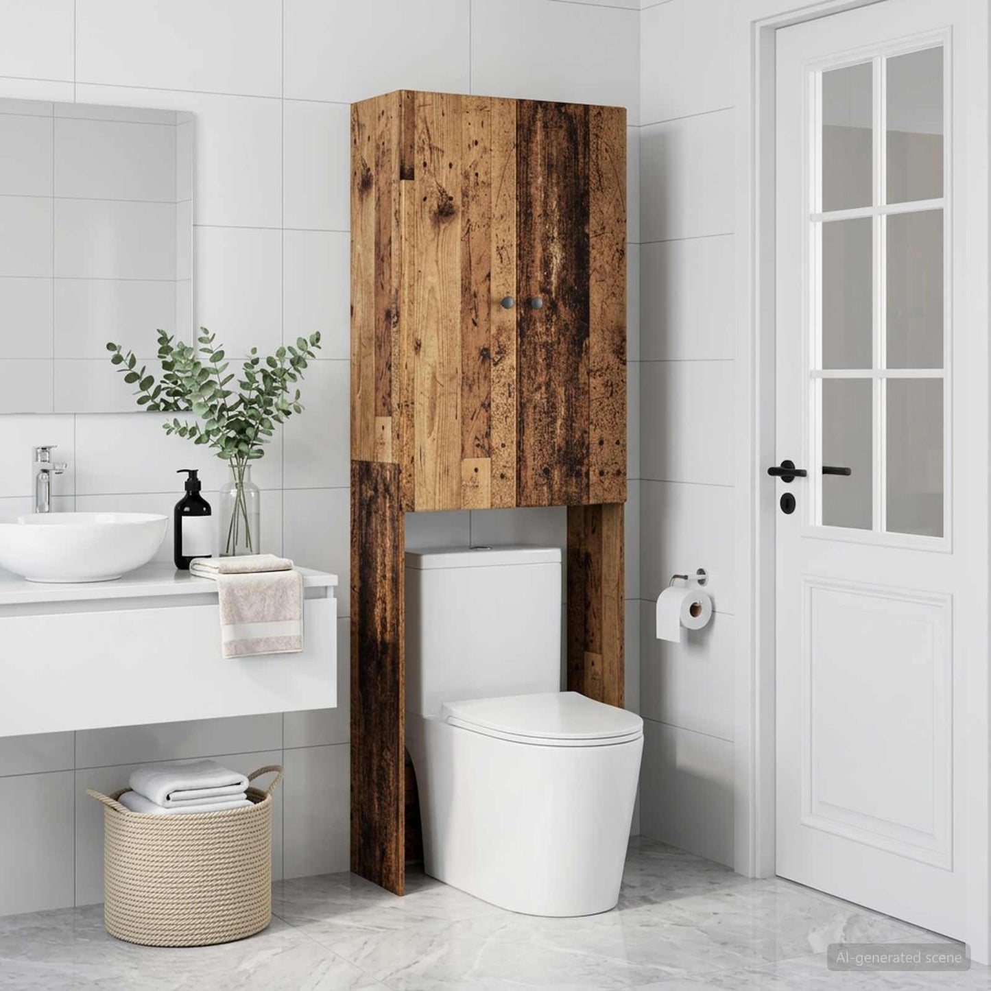 vidaXL Ντουλάπα τουαλέτας BREDA Παλαιωμένο ξύλο 66 x 25,5 x 190 εκ.